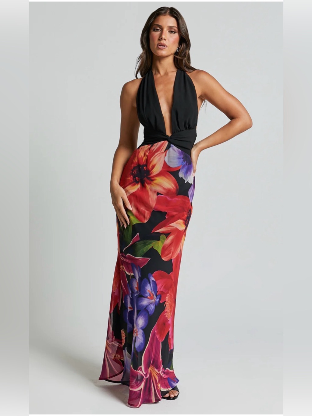Nwt Runaway The Label Maeve Black Halter Maxi Dress With Open Back Us Size 8